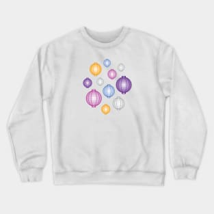 Lanterns | Mid Autumn Festival | Purple Blue Orange | White Crewneck Sweatshirt